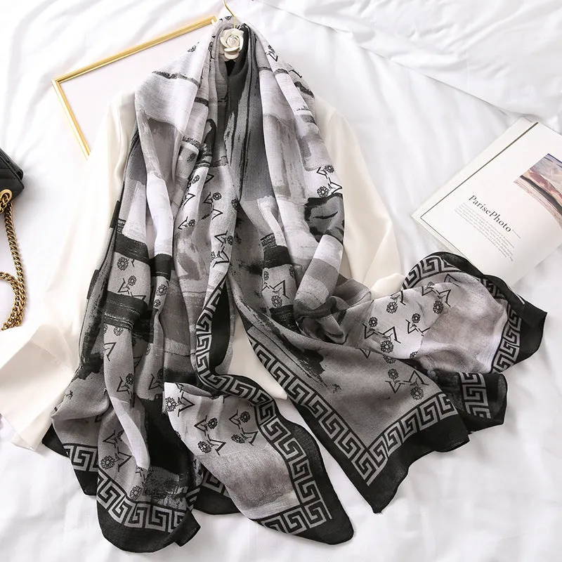 Elegant Fashion Rosette Bow-knot Cotton Scarf Shawl Wrap for Women Ladies Girls 90x180