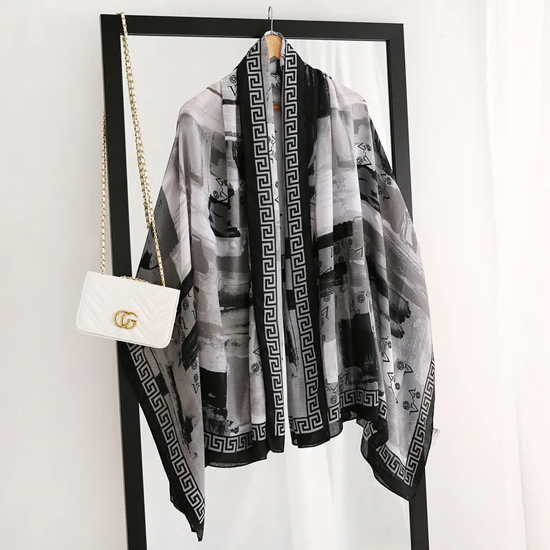 Elegant Fashion Rosette Bow-knot Cotton Scarf Shawl Wrap for Women Ladies Girls 90x180