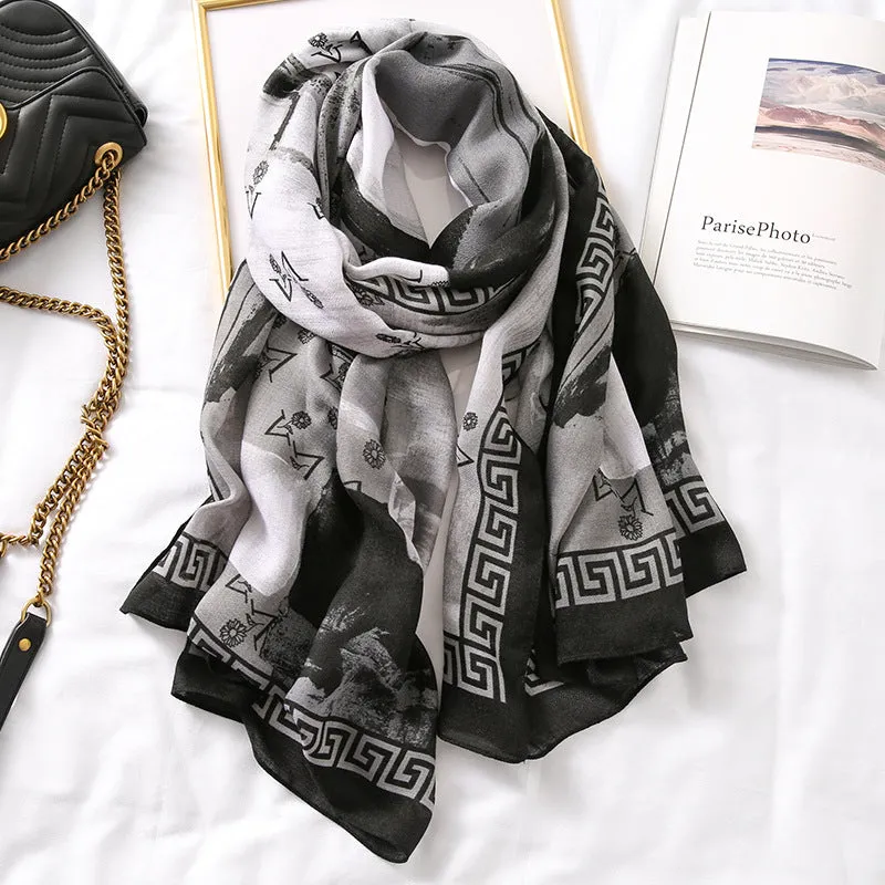 Elegant Fashion Rosette Bow-knot Cotton Scarf Shawl Wrap for Women Ladies Girls 90x180