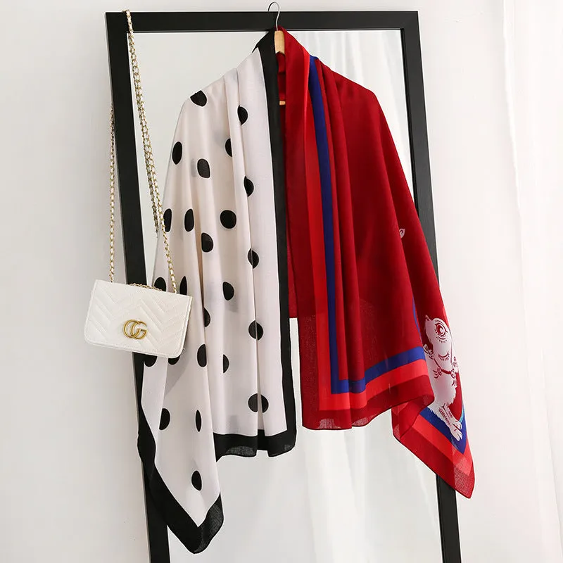 Elegant Fashion Rosette Bow-knot Cotton Scarf Shawl Wrap for Women Ladies Girls 90x180