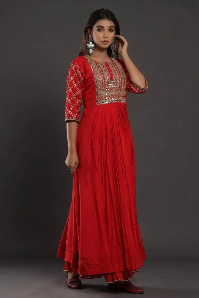 Embellished Silk Anarkali Suit for Weddings
