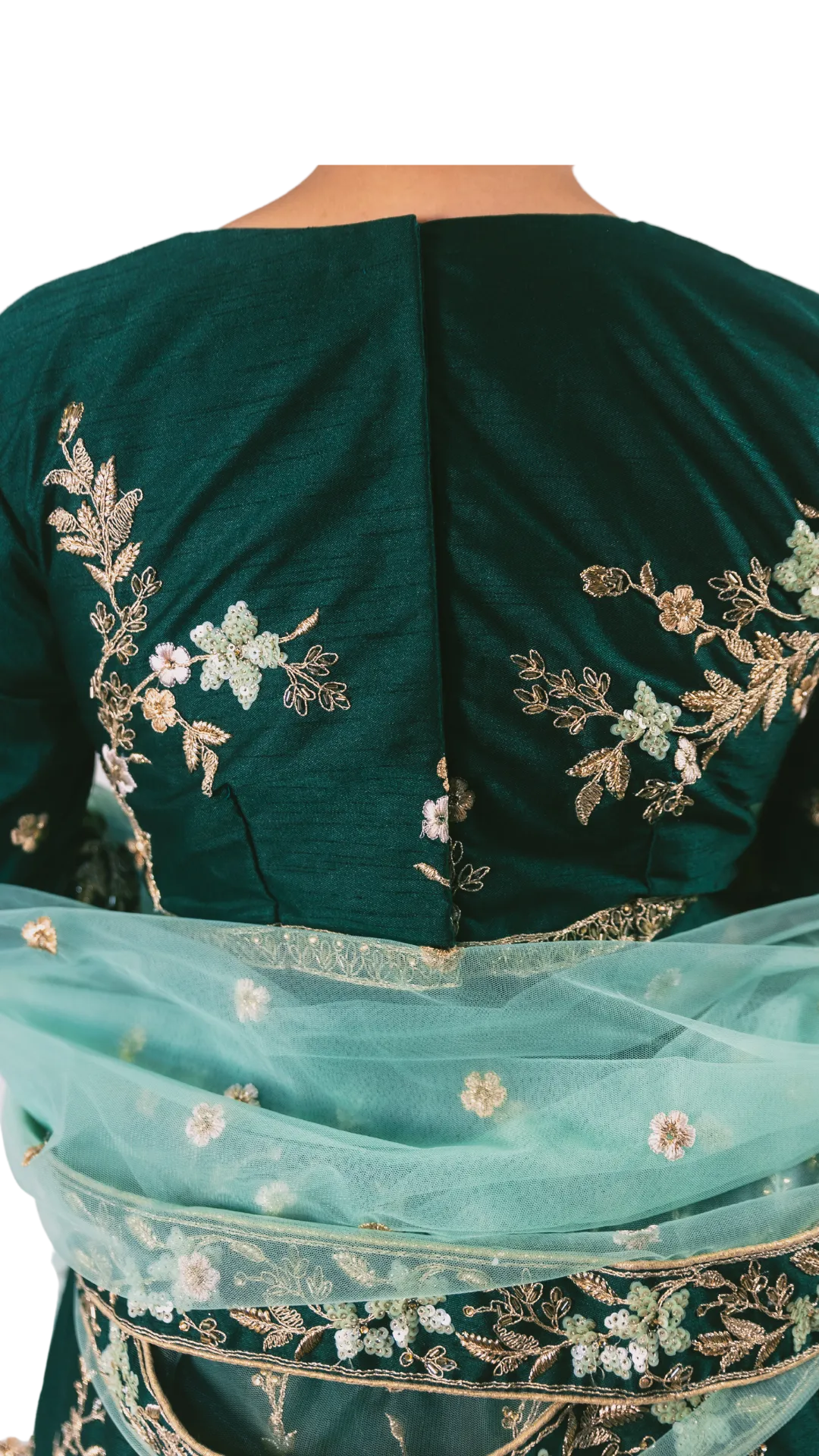 Emerald Green Embroidered Lehenga