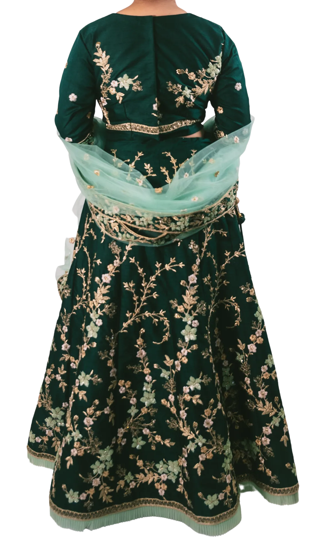 Emerald Green Embroidered Lehenga