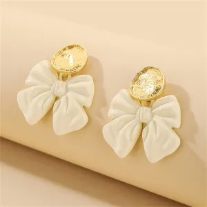 Enamel & 18K Gold-Plated Bow Drop Earrings