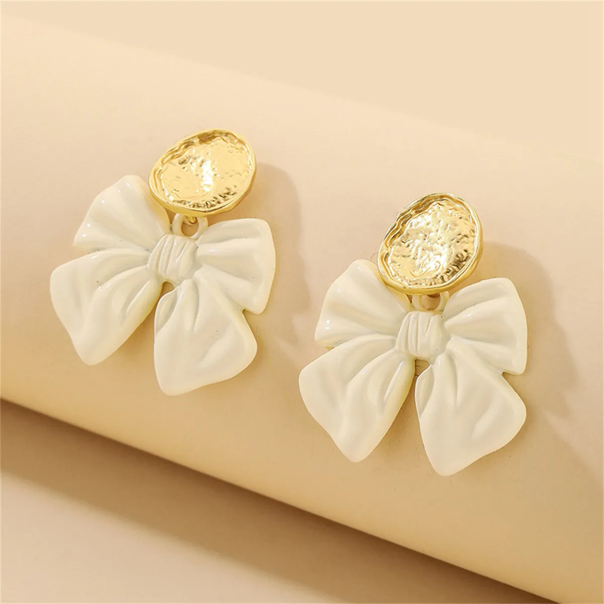 Enamel & 18K Gold-Plated Bow Drop Earrings
