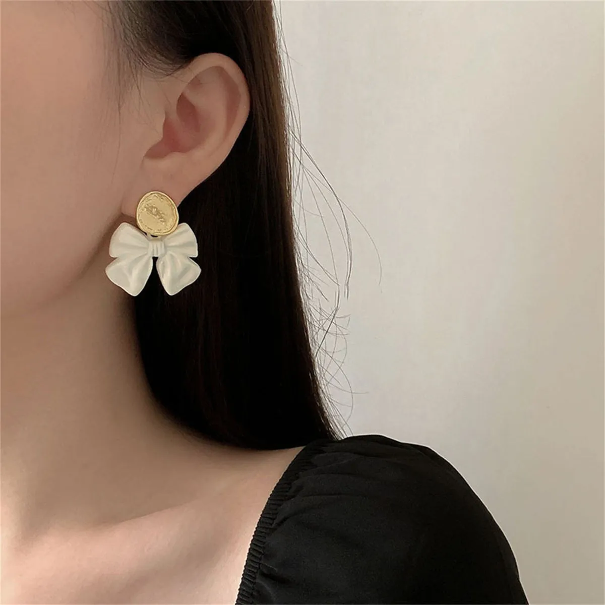 Enamel & 18K Gold-Plated Bow Drop Earrings