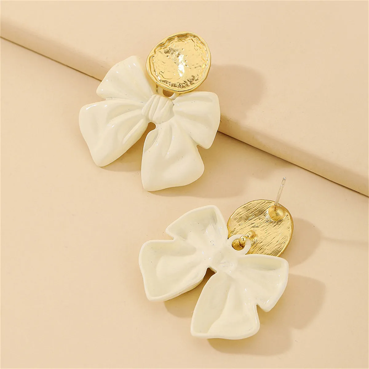 Enamel & 18K Gold-Plated Bow Drop Earrings