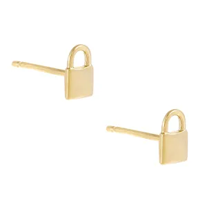 Engraved Mini Lock Stud Earring
