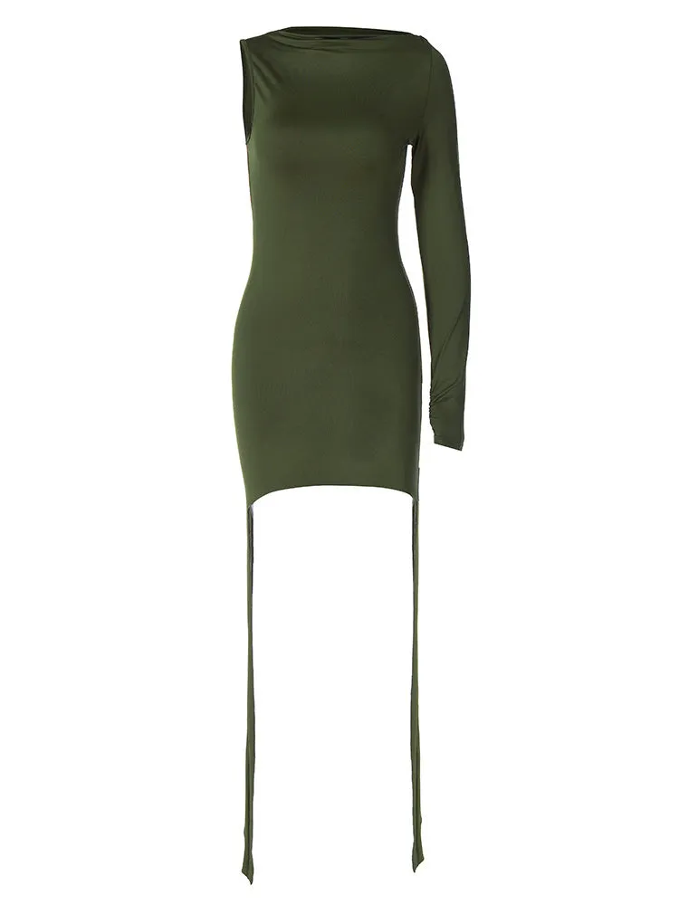 European and American Style2023Autumn Amazon Foreign Trade New Fashion Solid Color Long Sleeve Short Dress Slim Sheath Dress for Women