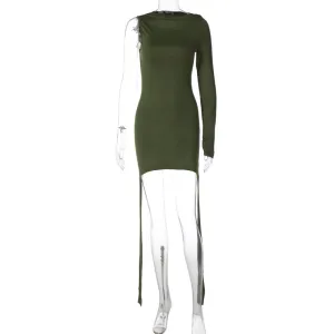 European and American Style2023Autumn Amazon Foreign Trade New Fashion Solid Color Long Sleeve Short Dress Slim Sheath Dress for Women