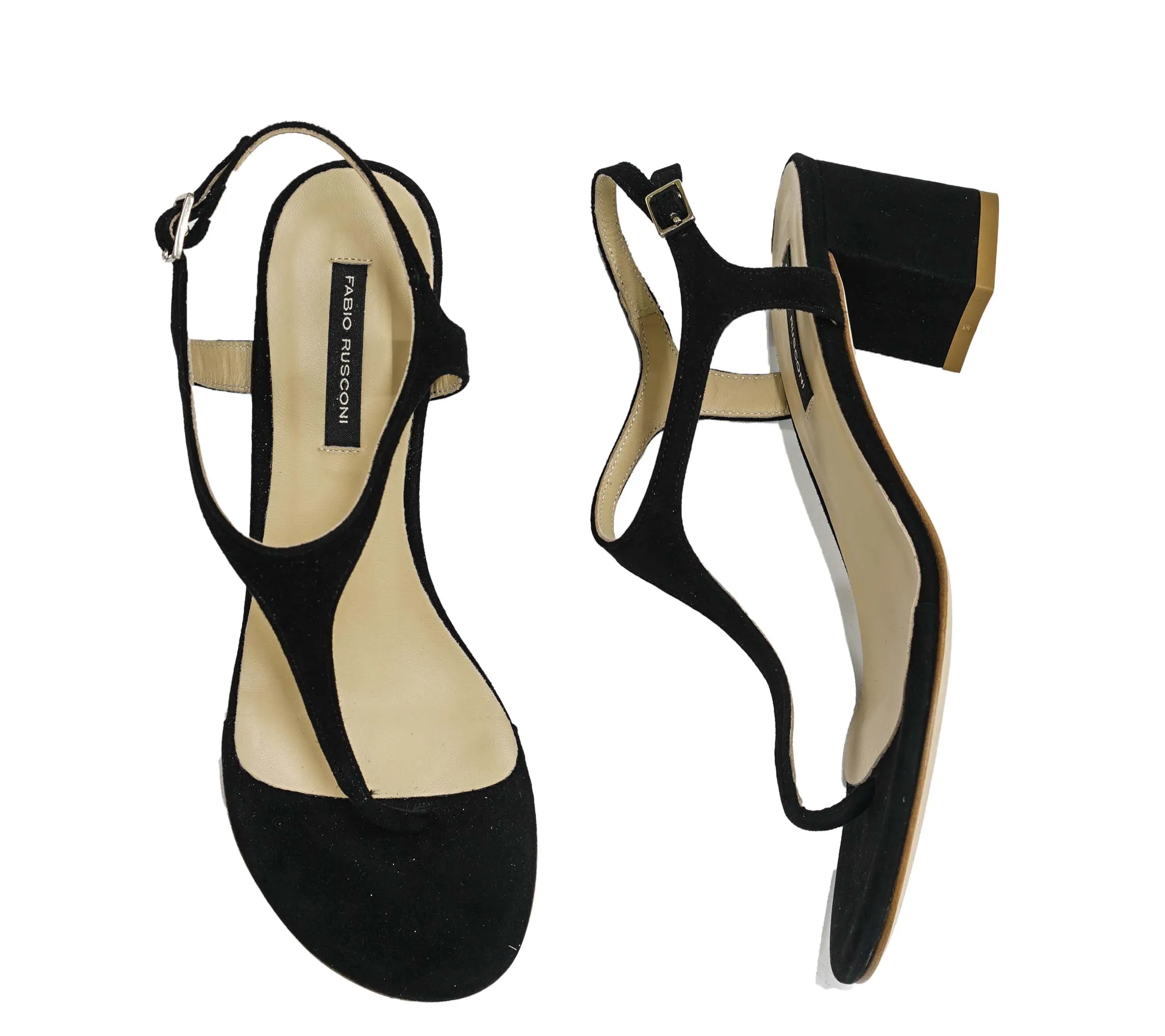 Fabio Rusconi Women's Black Suede Thong Sandal E 1797 - 37 Last Size