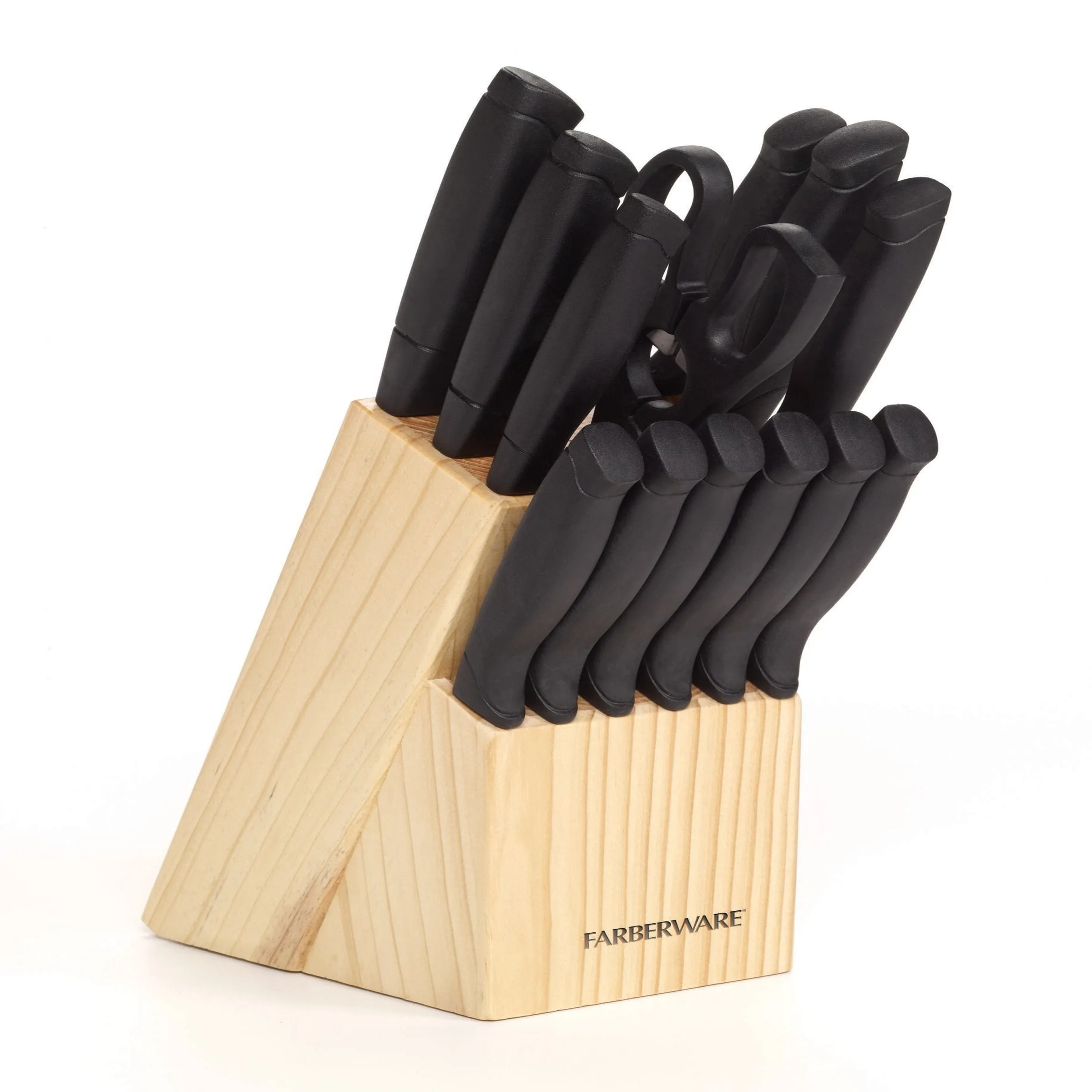 Farberware 22 Piece Stainless Steel Knife and Kitchen Tool Set with Block