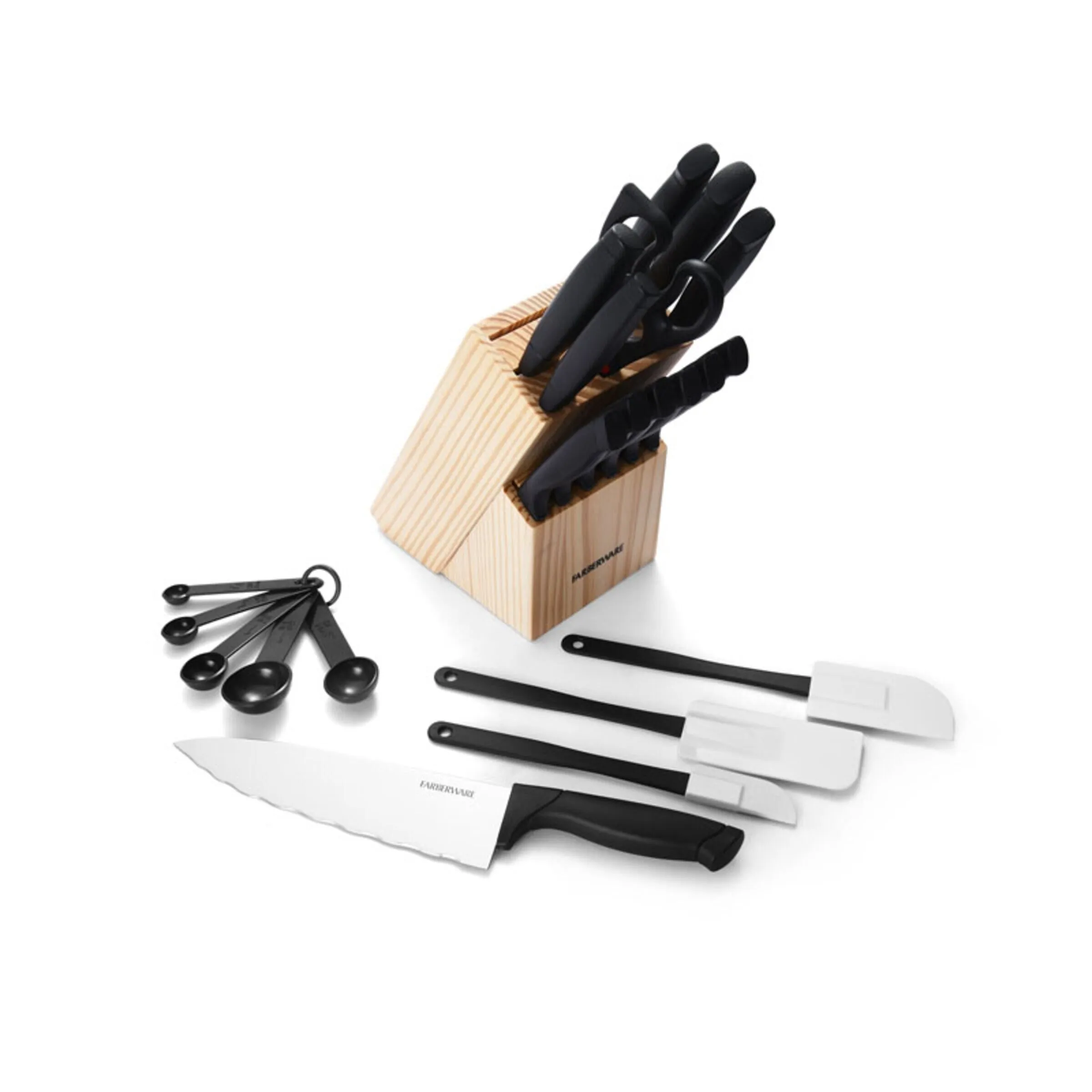Farberware 22 Piece Stainless Steel Knife and Kitchen Tool Set with Block