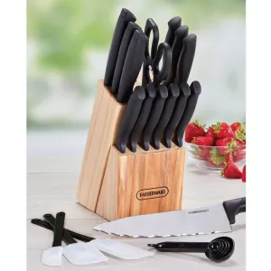 Farberware 22 Piece Stainless Steel Knife and Kitchen Tool Set with Block