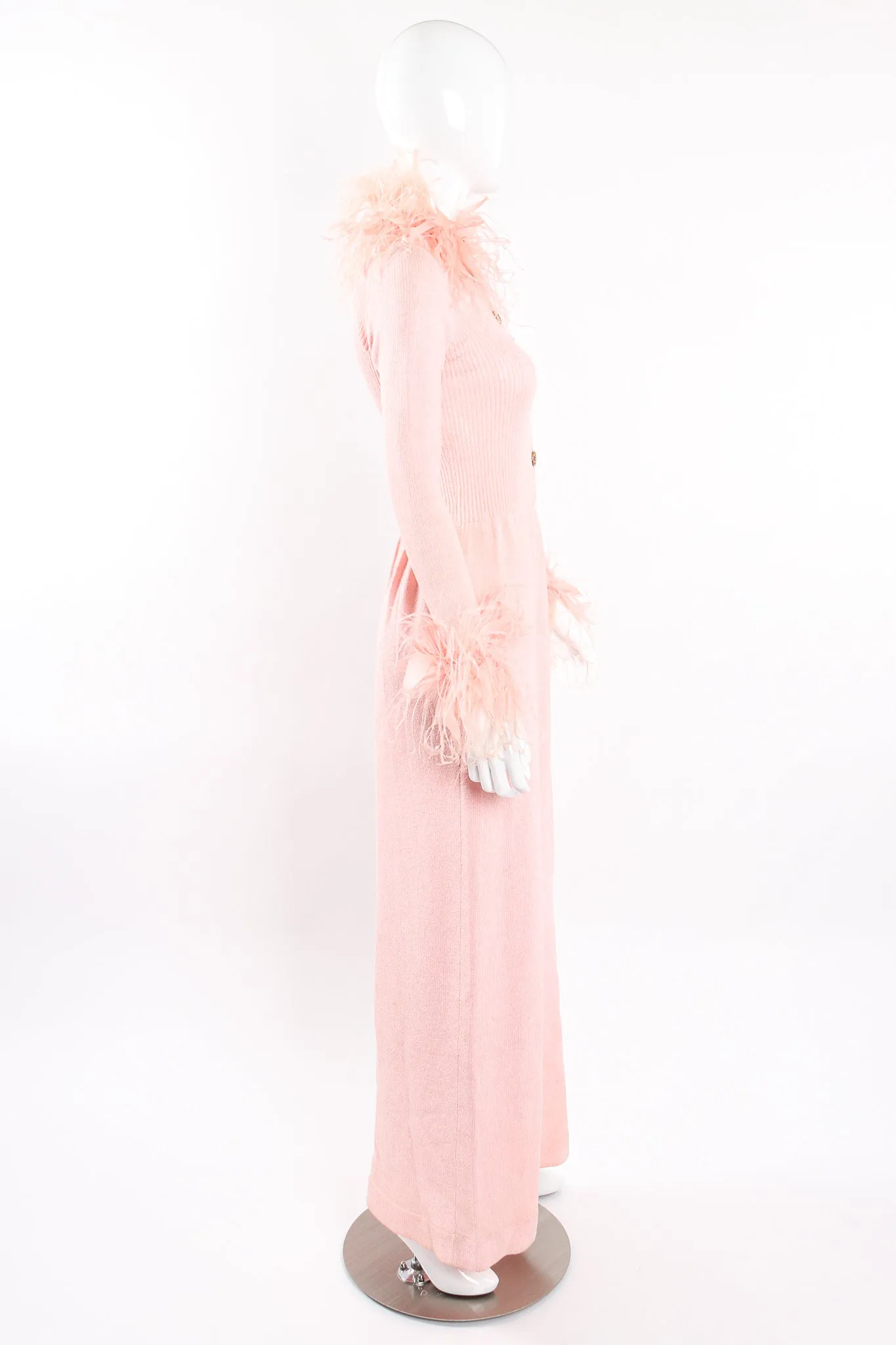Feather Trim Sweater Knit Dress