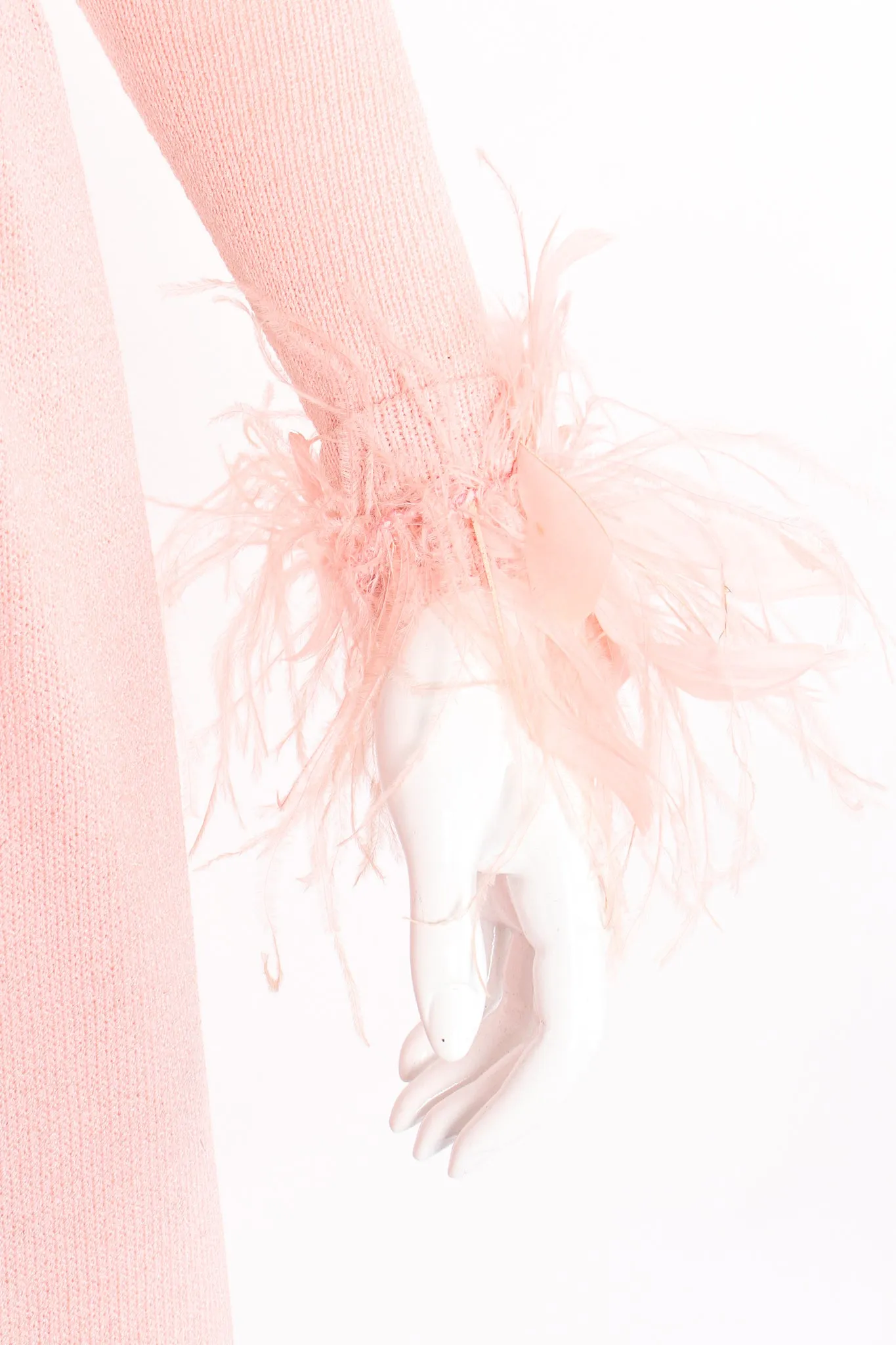 Feather Trim Sweater Knit Dress