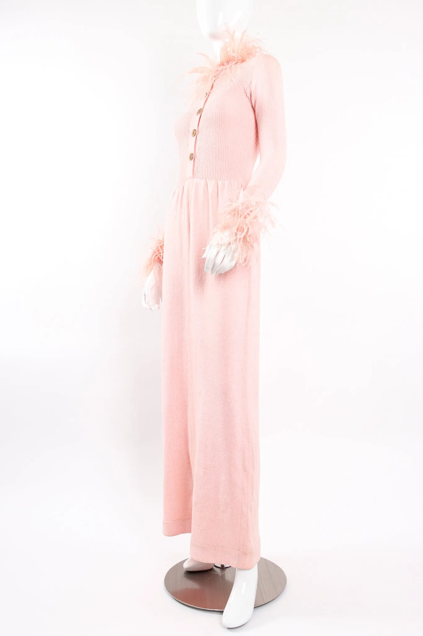 Feather Trim Sweater Knit Dress