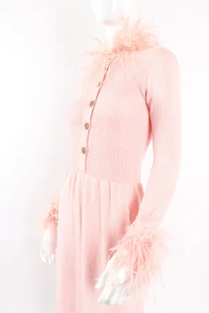 Feather Trim Sweater Knit Dress