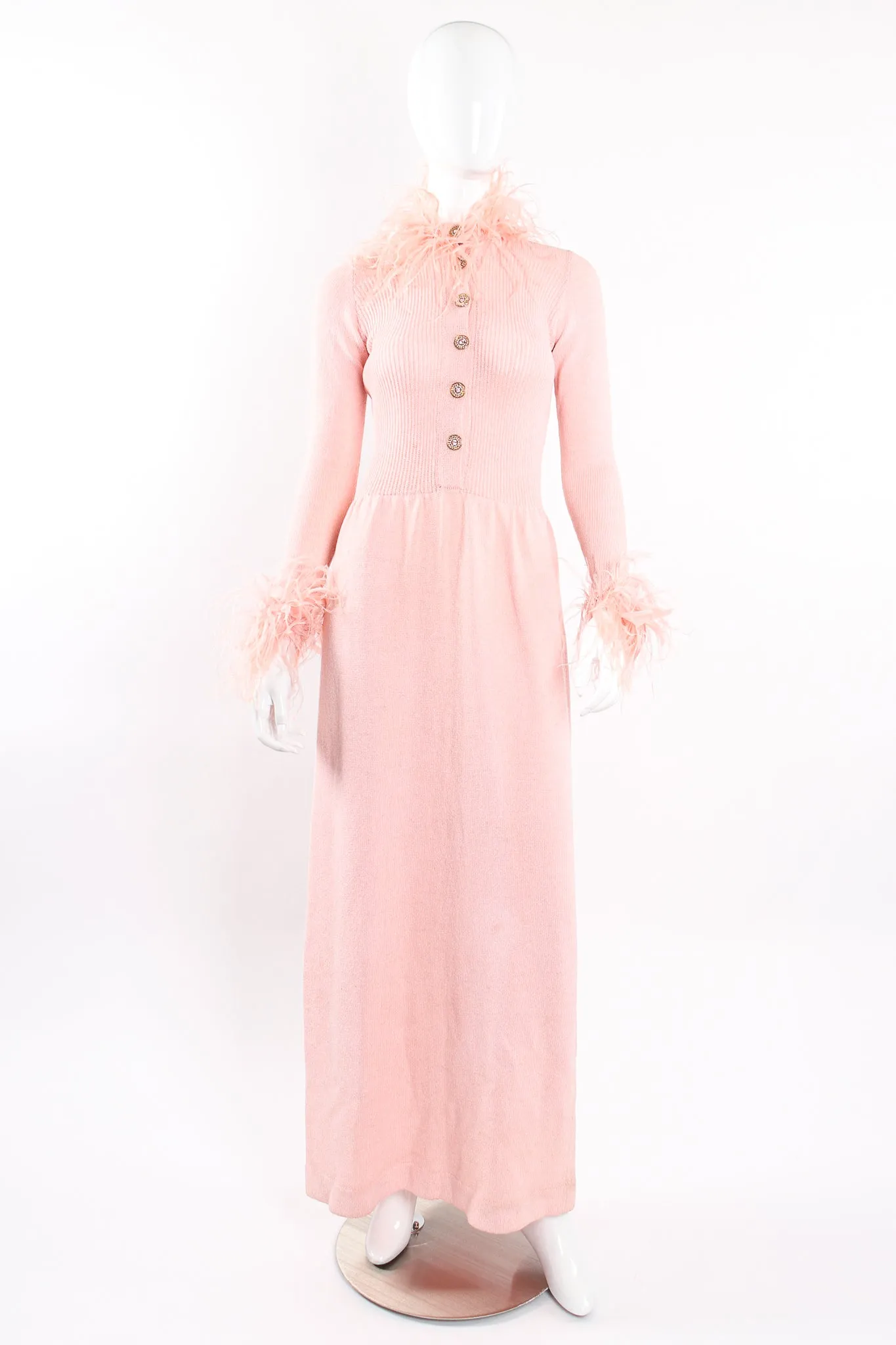 Feather Trim Sweater Knit Dress
