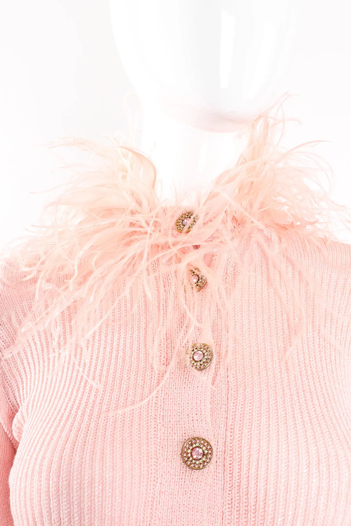 Feather Trim Sweater Knit Dress