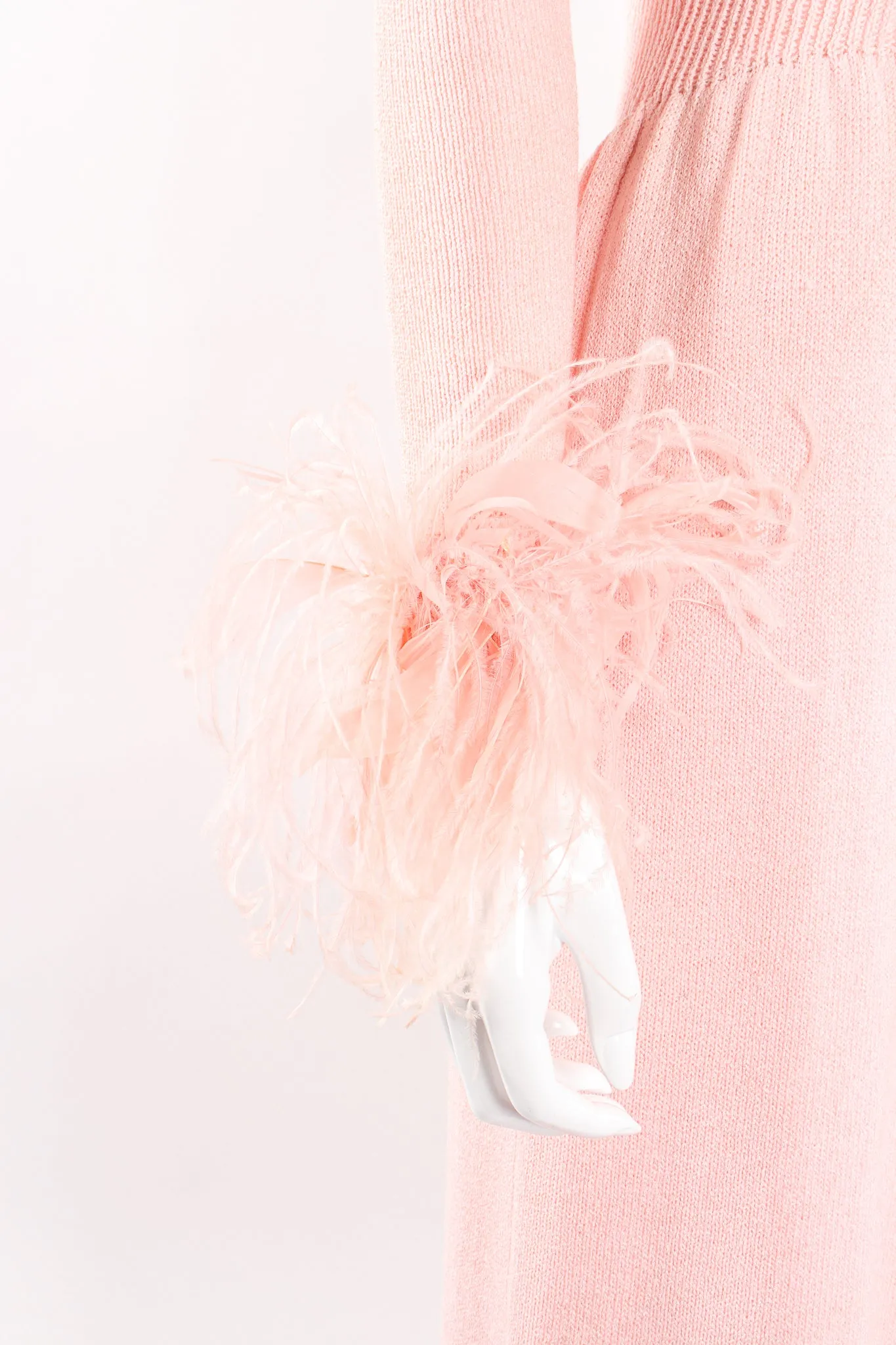 Feather Trim Sweater Knit Dress