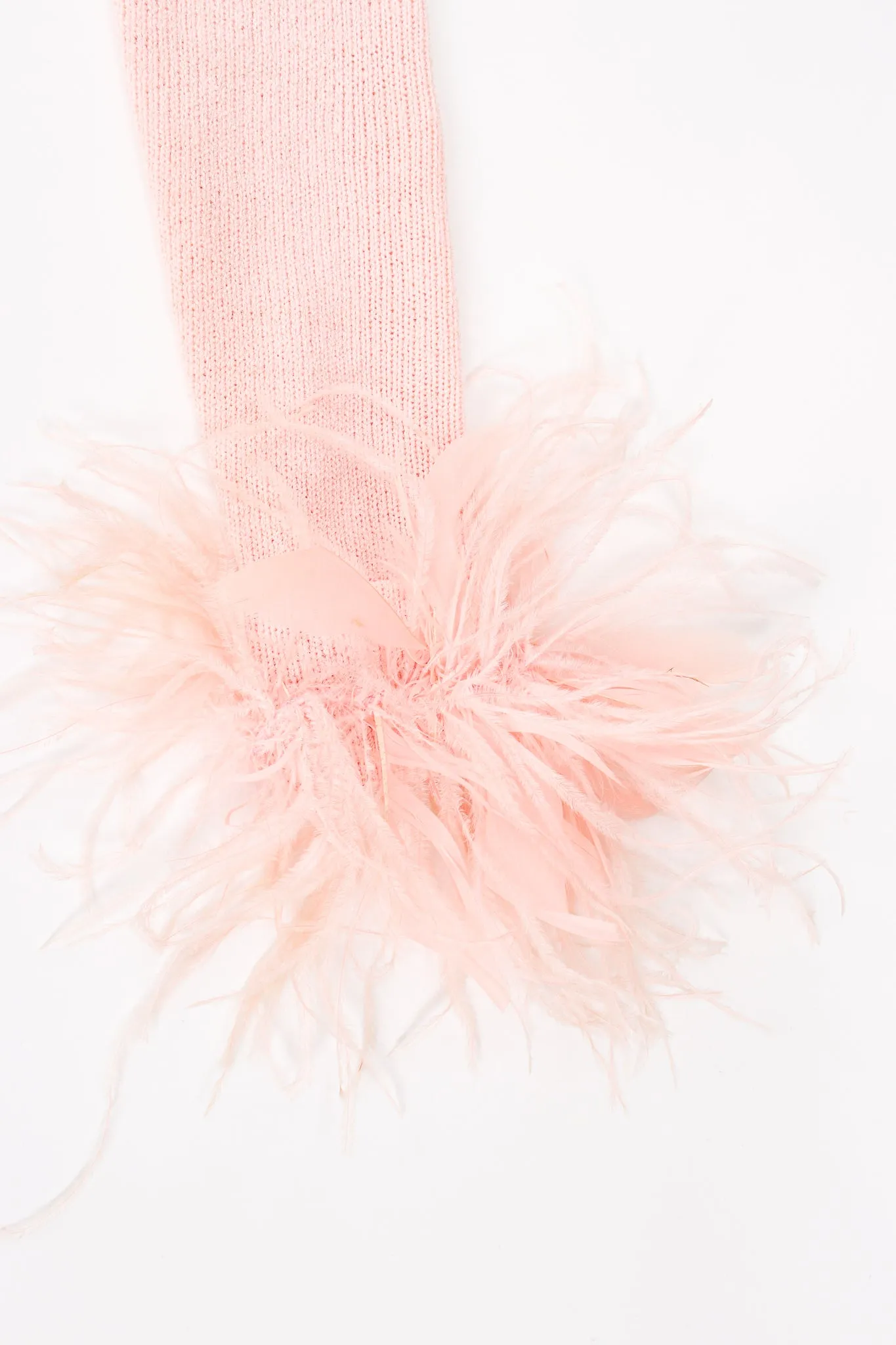 Feather Trim Sweater Knit Dress