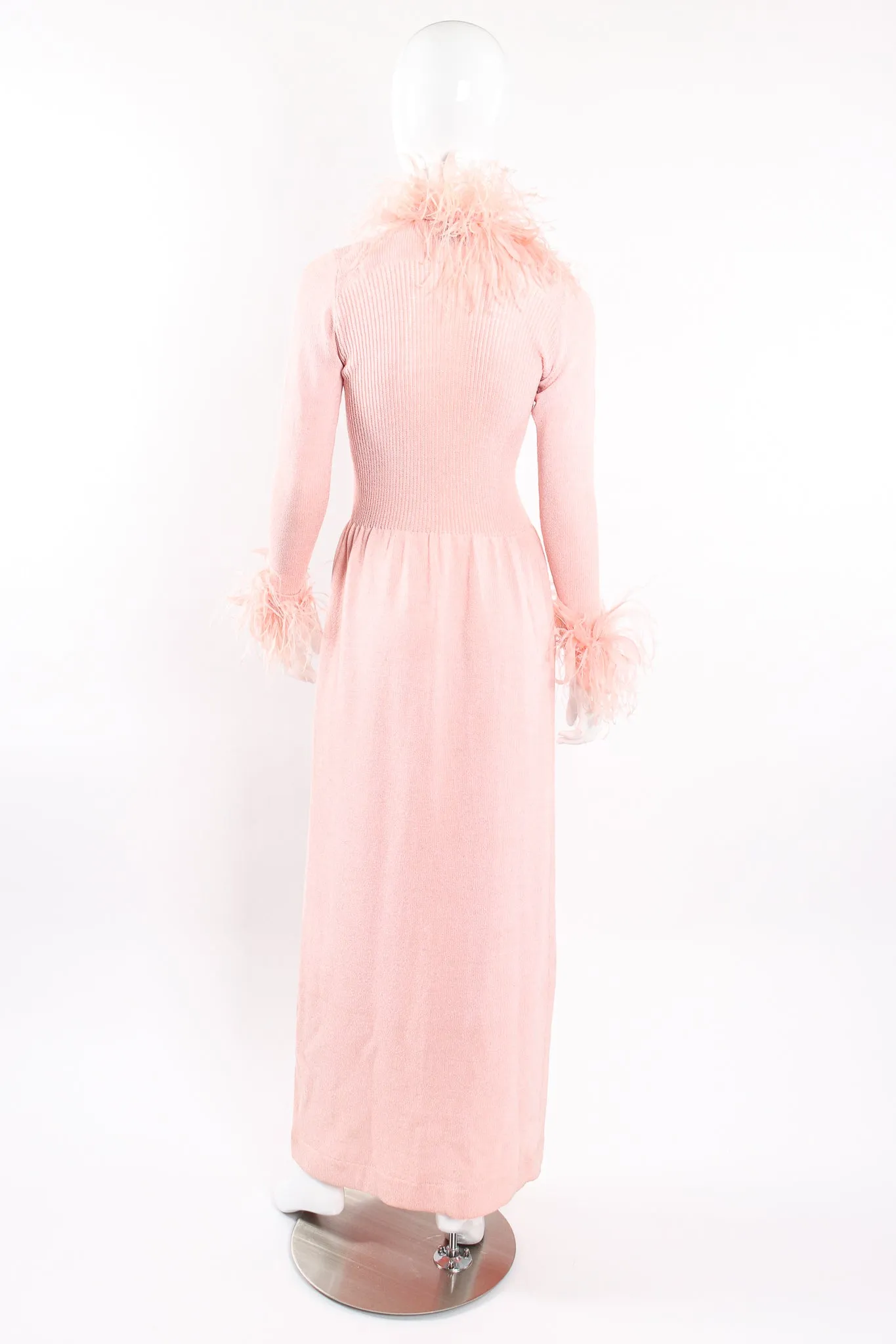 Feather Trim Sweater Knit Dress