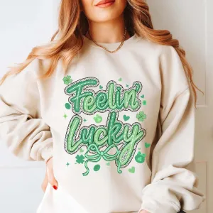 Feelin' Lucky with Bow Graphic Sweatshirt