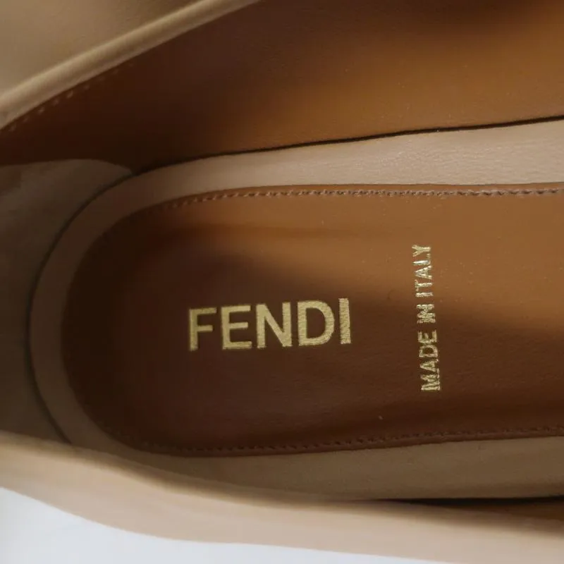Fendi Ballet Flats Beige Leather & Black Lizard Size 38