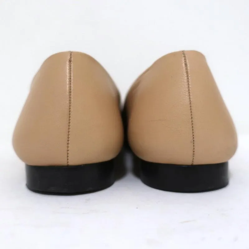 Fendi Ballet Flats Beige Leather & Black Lizard Size 38