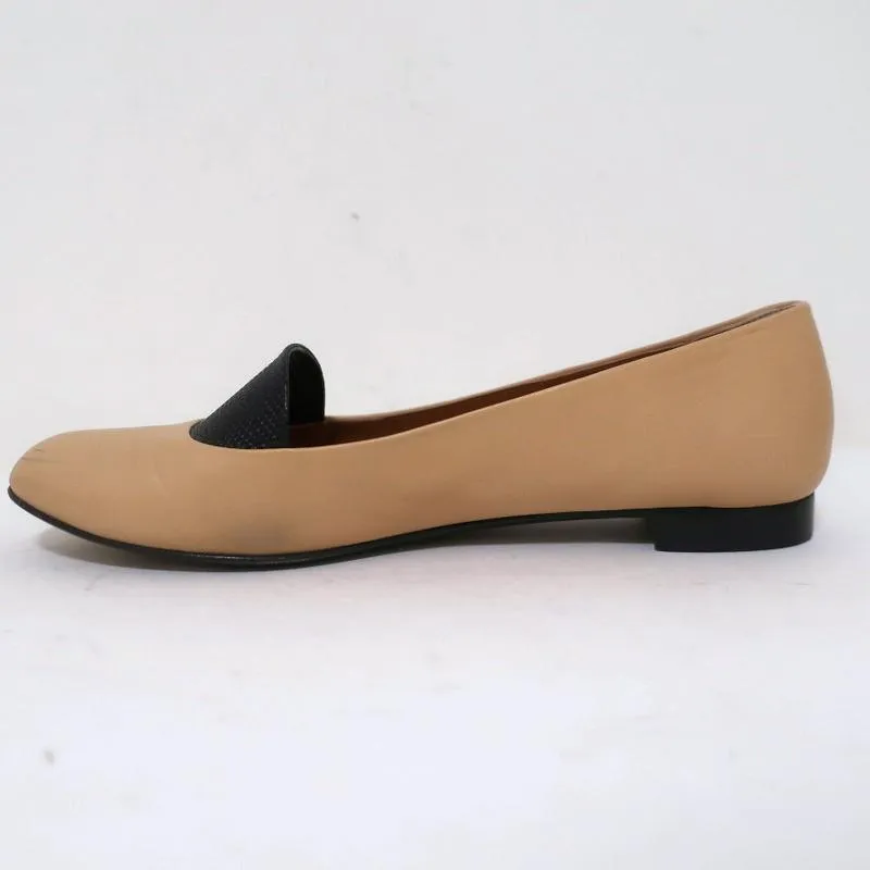 Fendi Ballet Flats Beige Leather & Black Lizard Size 38