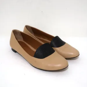 Fendi Ballet Flats Beige Leather & Black Lizard Size 38