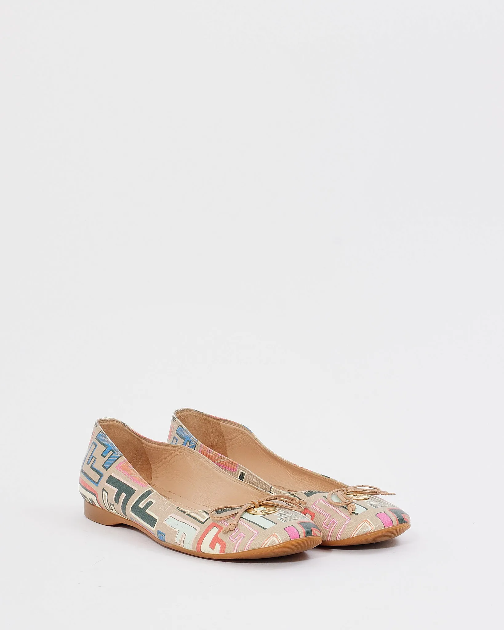 Fendi Multi Color Zucca Print Ballerina Flats - 37.5