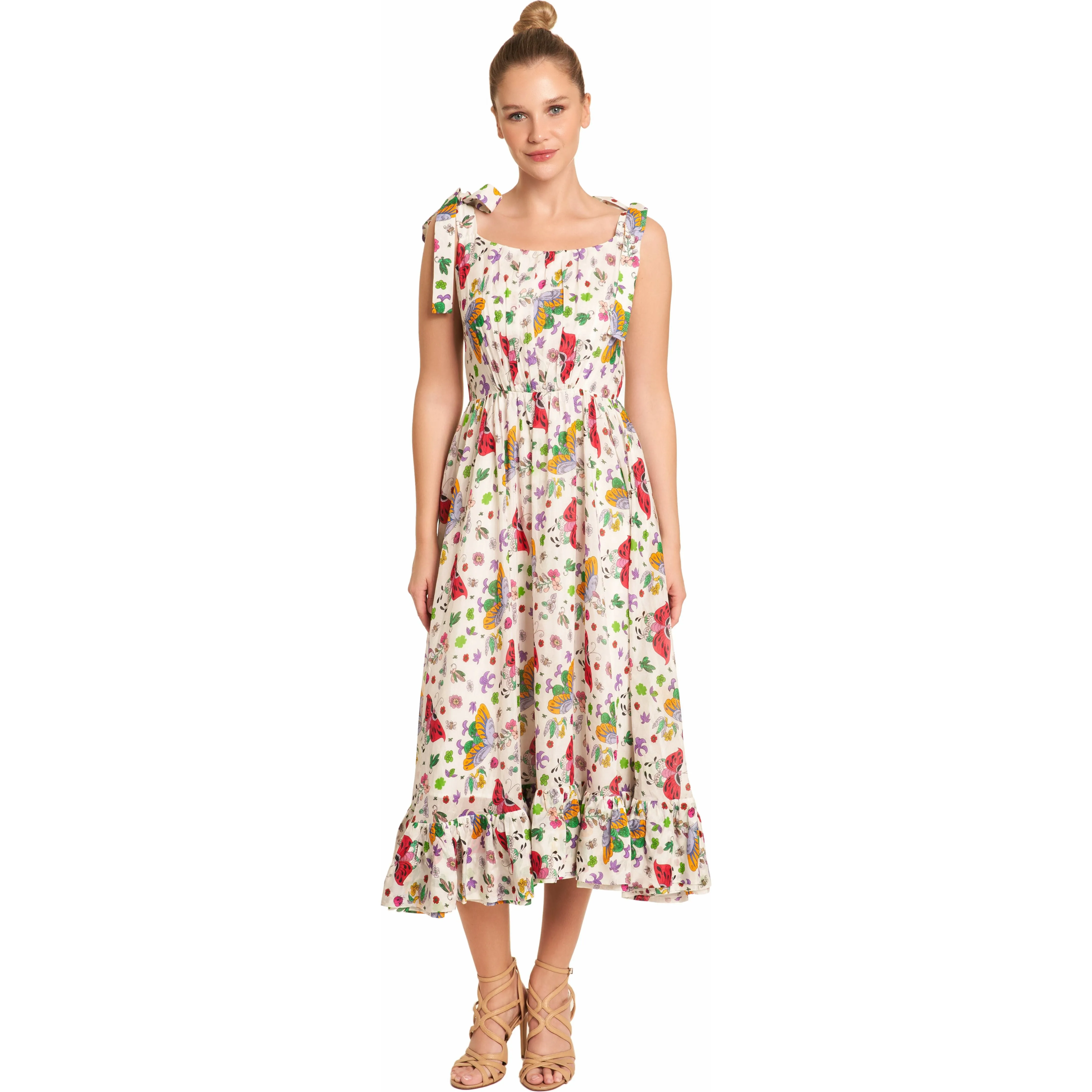 Floral and Butterfly Mix Print Dress