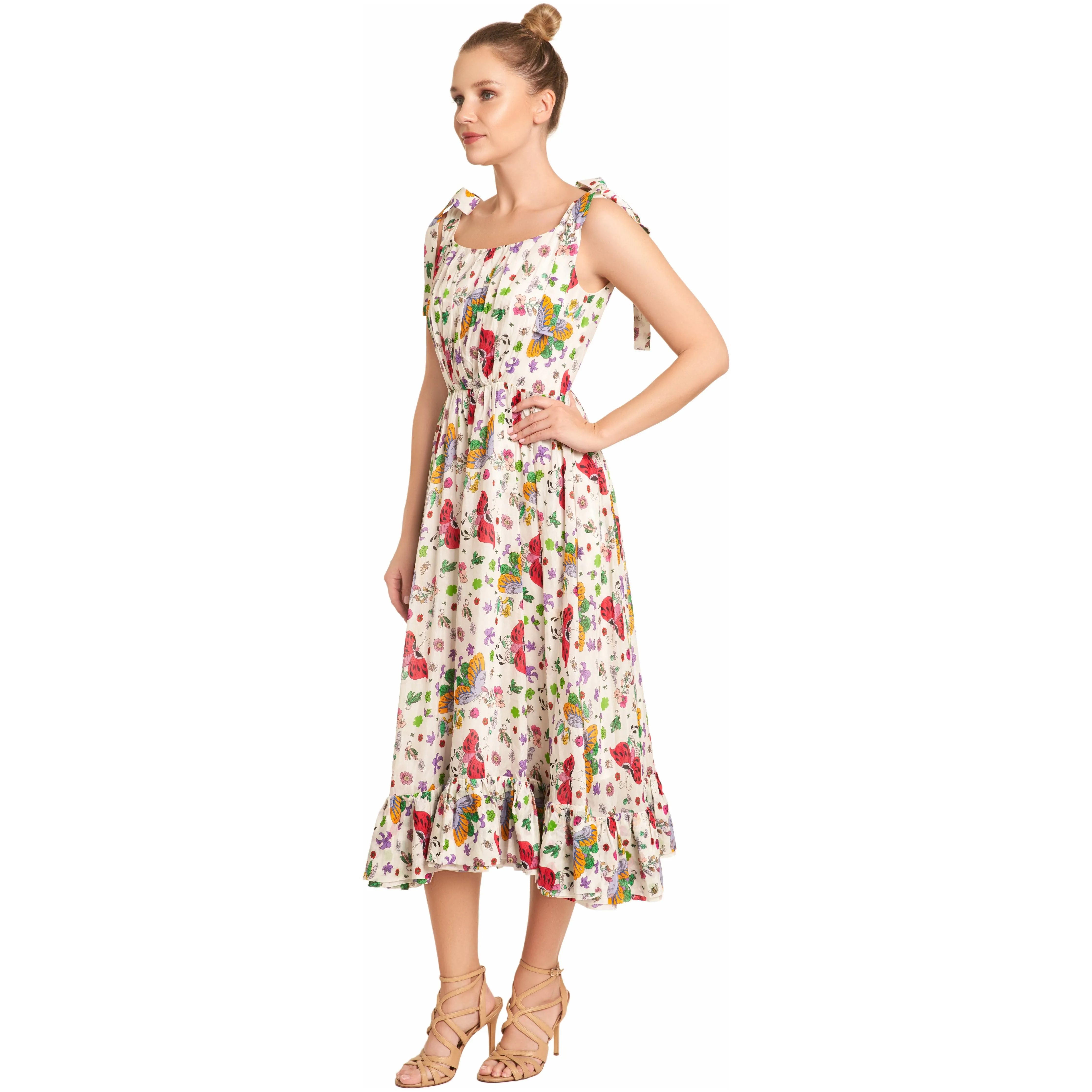 Floral and Butterfly Mix Print Dress