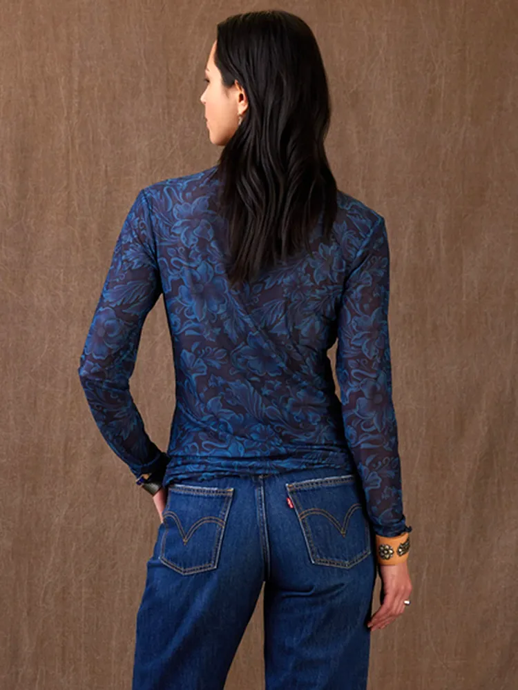 Floral Blue Rio Salado Top by Double D Ranchwear