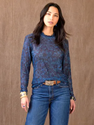 Floral Blue Rio Salado Top by Double D Ranchwear