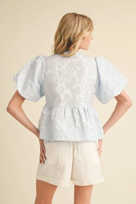 Floral Embroidered Peplum Top