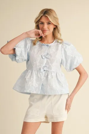 Floral Embroidered Peplum Top