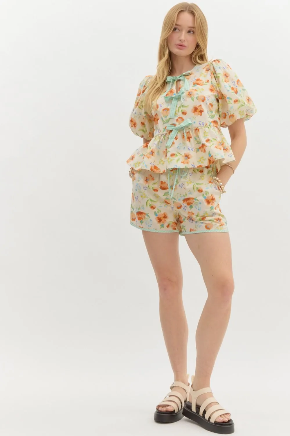 Floral Print High Waist Shorts