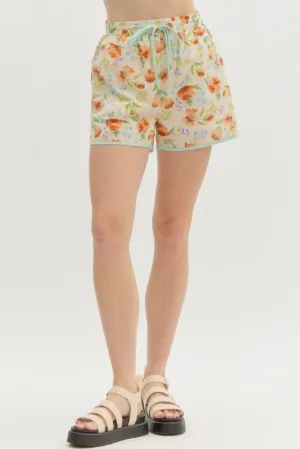 Floral Print High Waist Shorts