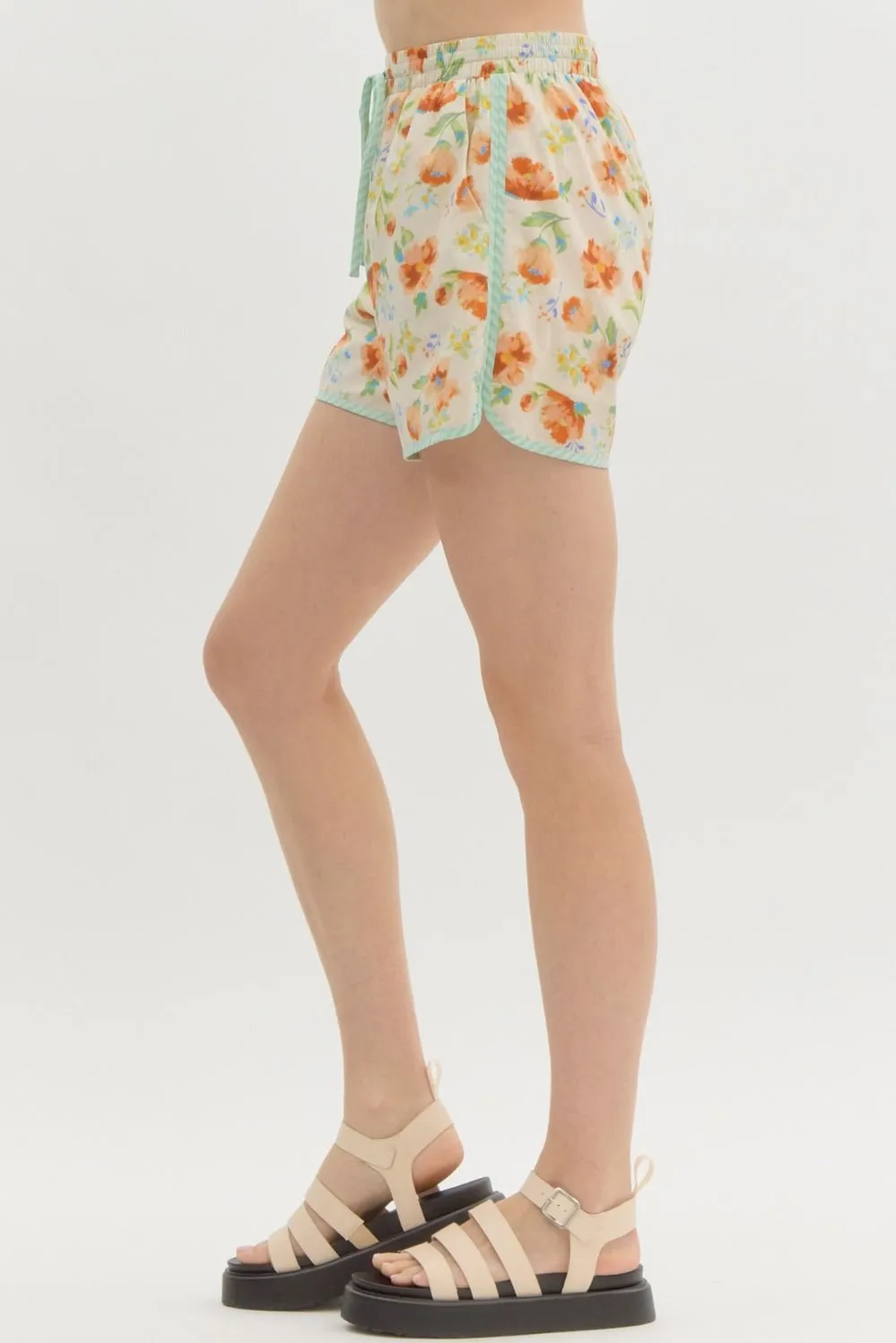 Floral Print High Waist Shorts