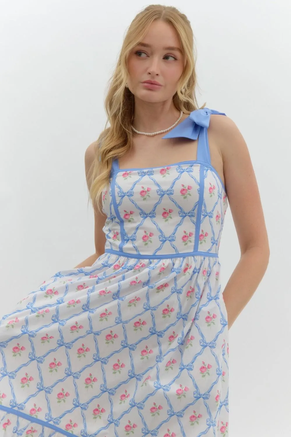 Floral Print Sleeveless Pullover Midi Dress