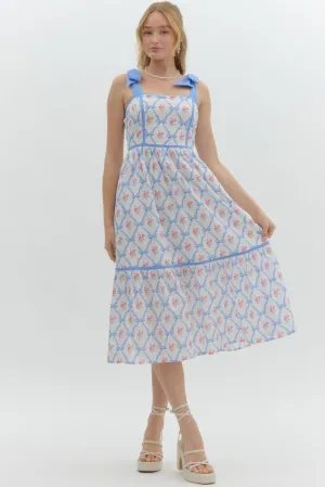 Floral Print Sleeveless Pullover Midi Dress