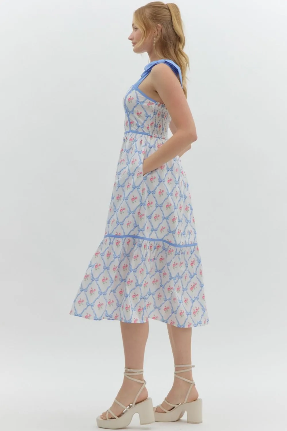 Floral Print Sleeveless Pullover Midi Dress
