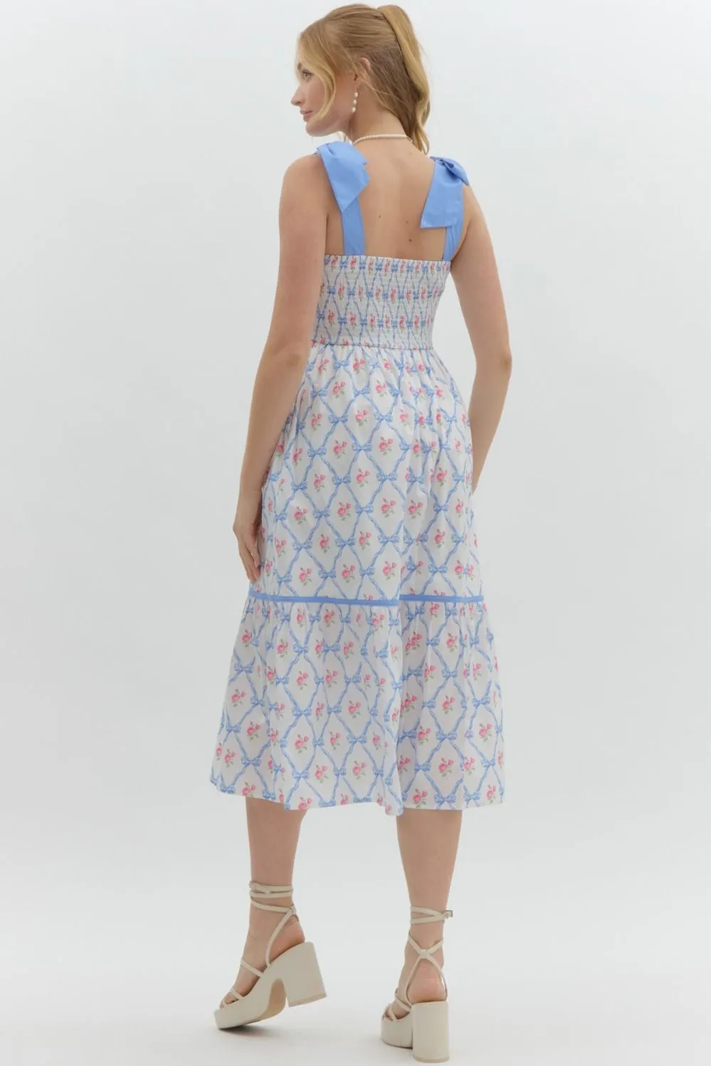 Floral Print Sleeveless Pullover Midi Dress