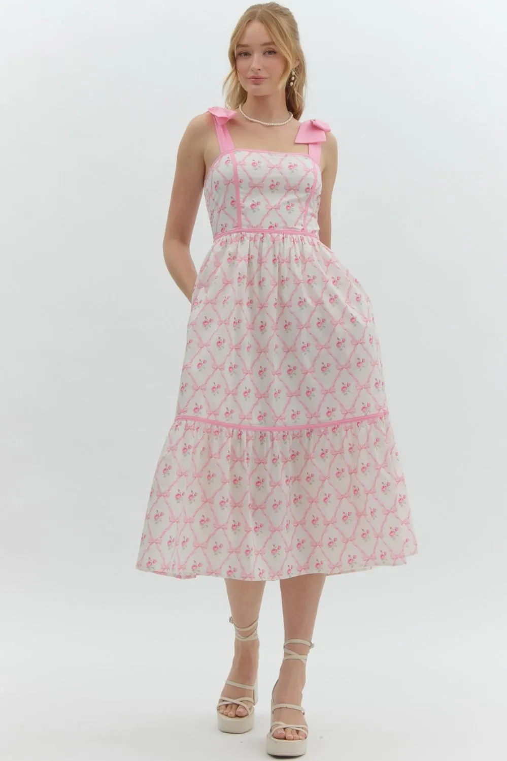 Floral Print Sleeveless Pullover Midi Dress