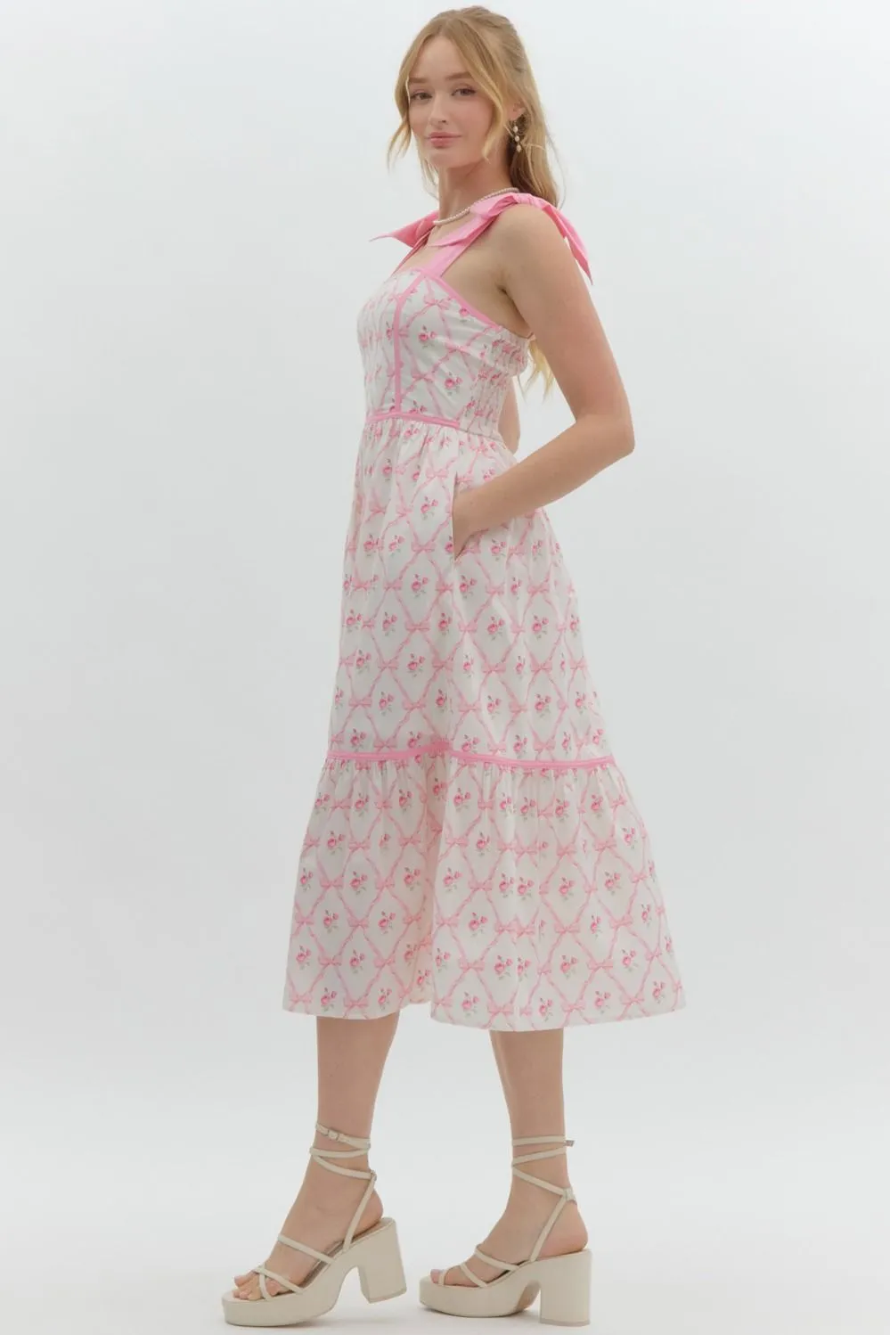Floral Print Sleeveless Pullover Midi Dress