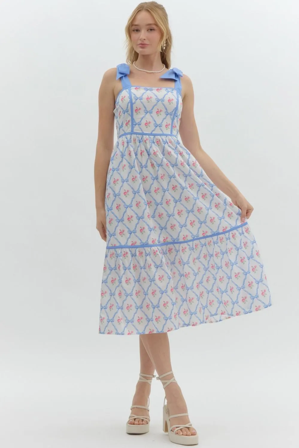 Floral Print Sleeveless Pullover Midi Dress