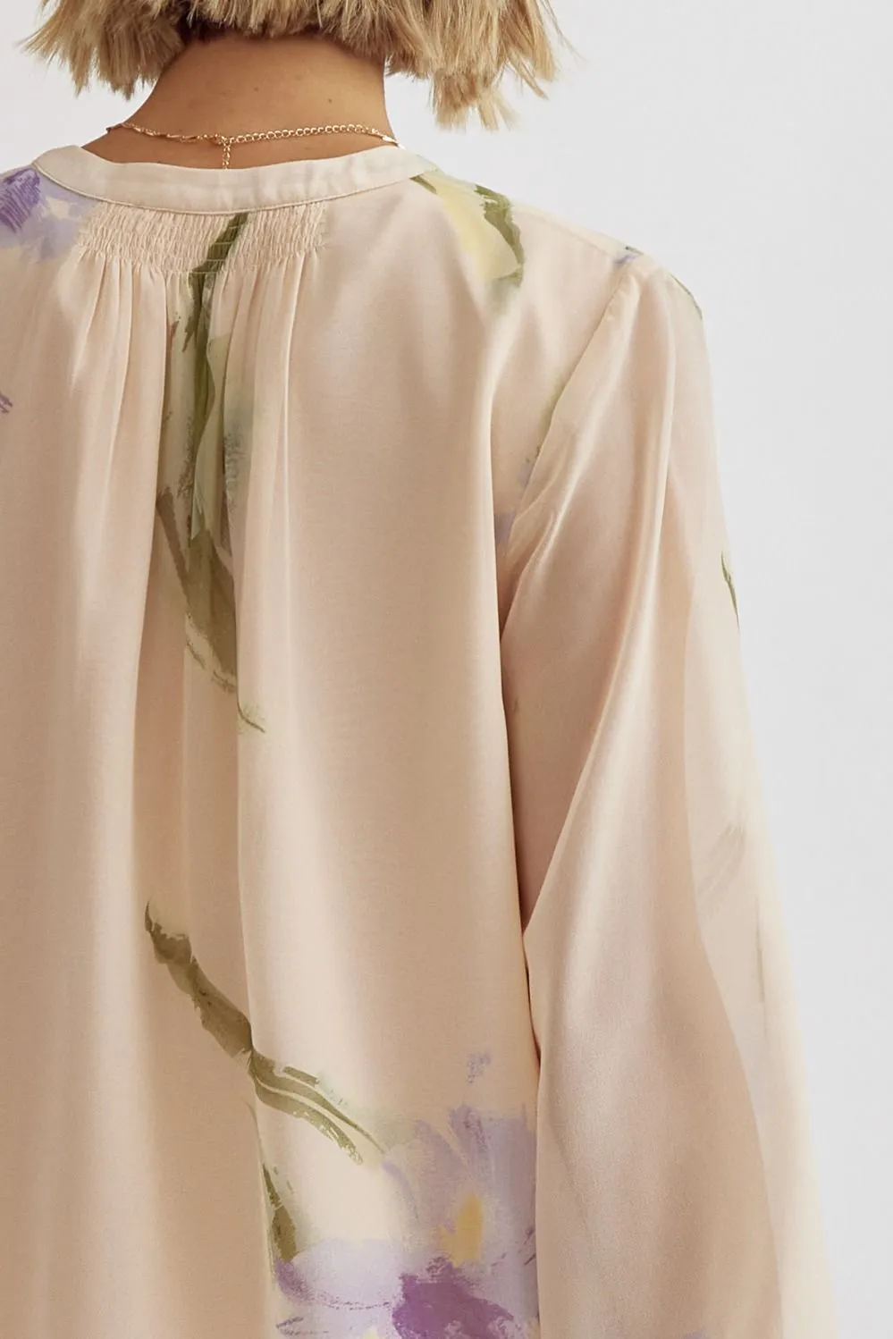 Floral Print V-Neck Long Sleeve Top